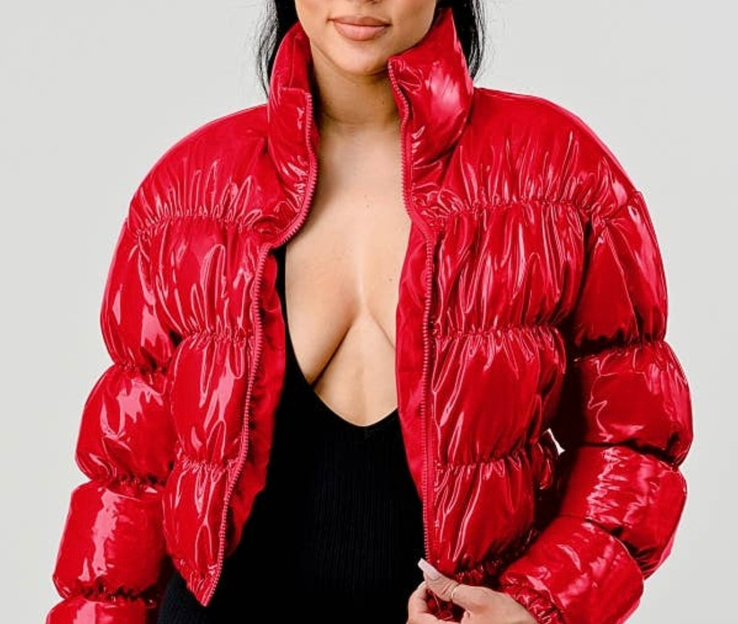 Candy Red Puffer Coat