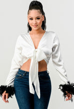 Load image into Gallery viewer, Satin Ostrich Feather Blouse
